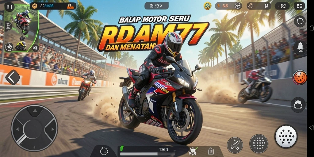 Tampilan gameplay seru dari balapan motor ADAM77