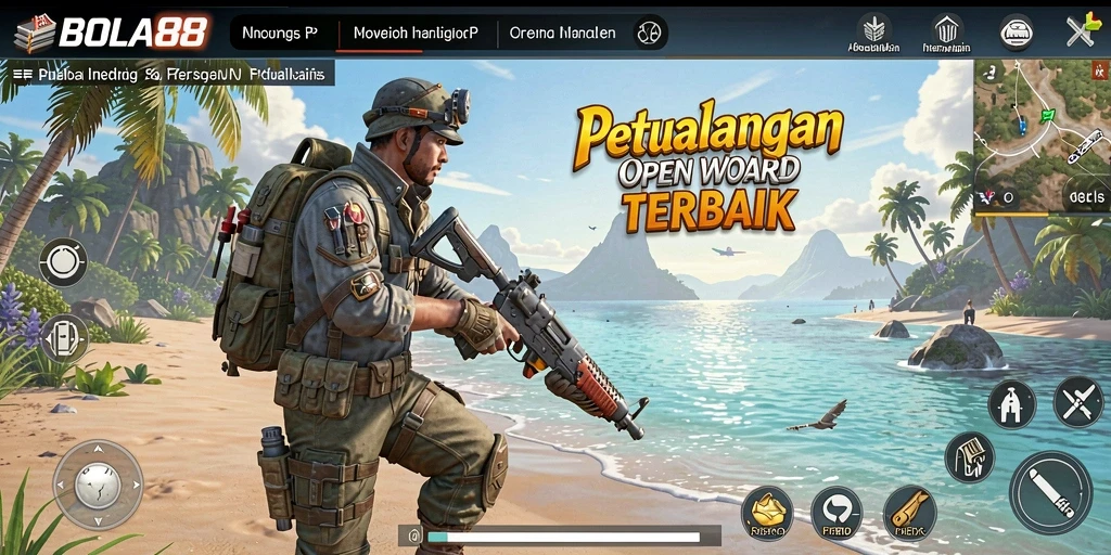 Tampilan gameplay BOLA88 yang menawan saat petualangan di dunia terbuka.