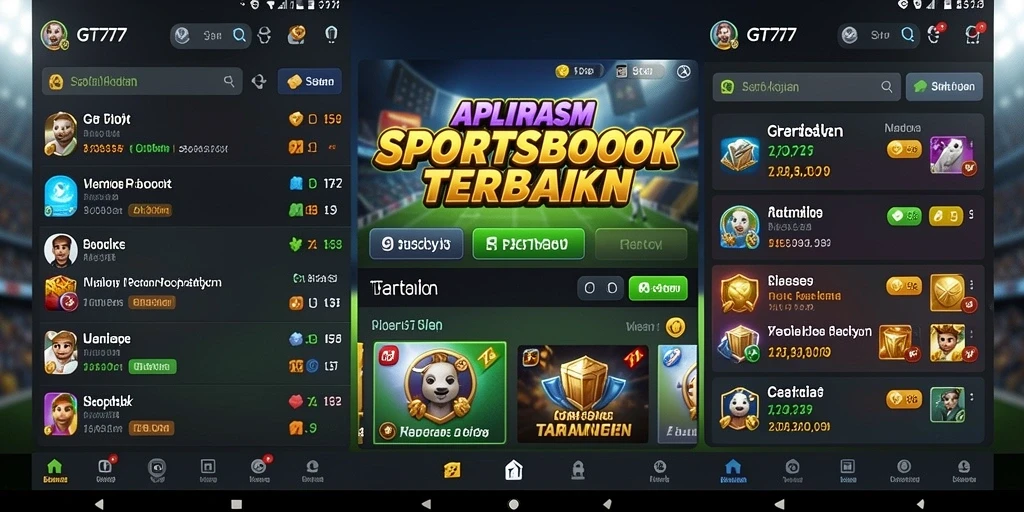 Tampilan aplikasi GT777 dengan suasana taruhan olahraga yang seru.
