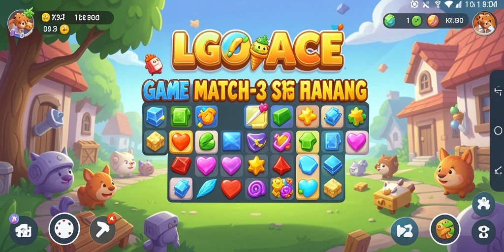 Tampilan gameplay LGOACE dengan objek pencocokan yang berwarna-warni.