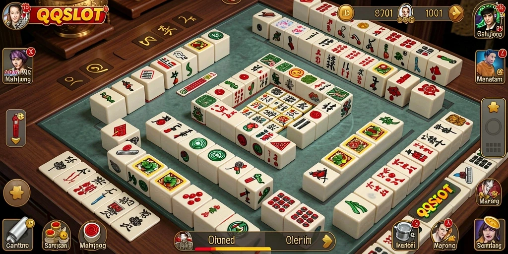 Screenshot menampilkan gameplay Mahjong yang menarik dan seru di QQSLOT.