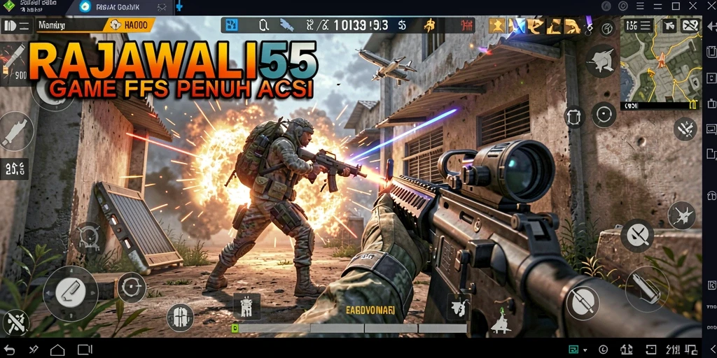 Gameplay seru RAJAWALI55 dengan aksi tembak-menembak yang intens.