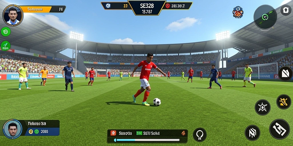 Tampilkan gameplay menarik SE328 dengan aksi sepak bola yang dinamis.