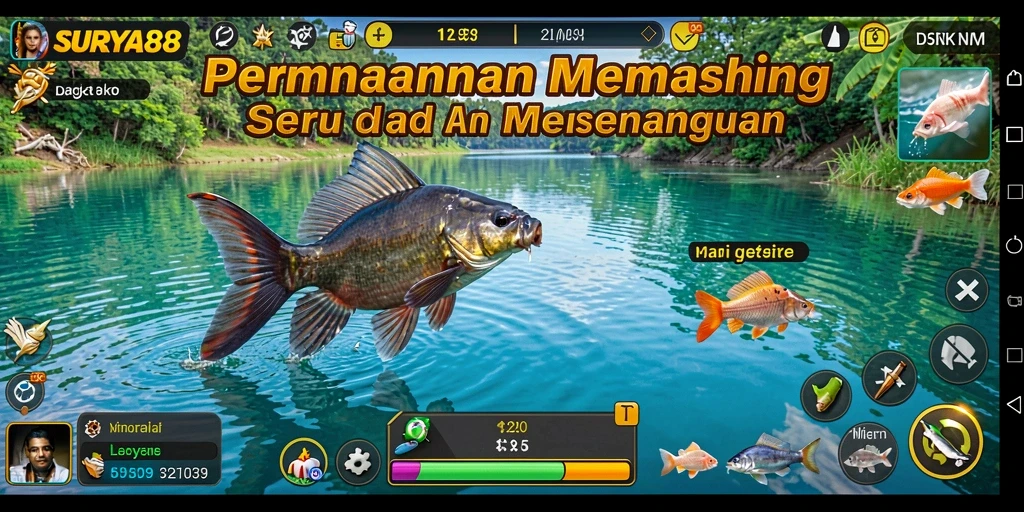 Tampilan gameplay SURYA88 menampilkan pengalaman memancing yang realistis dan mengasyikkan.