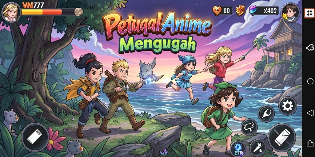 Tampilan gameplay yang memukau dalam VM777 dengan karakter anime yang menarik.